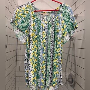 V neck floral blouse